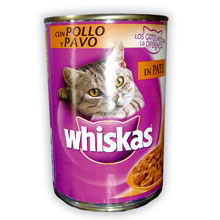 WHISKAS GATO POLLO Y PAVO LATA 400 GRS